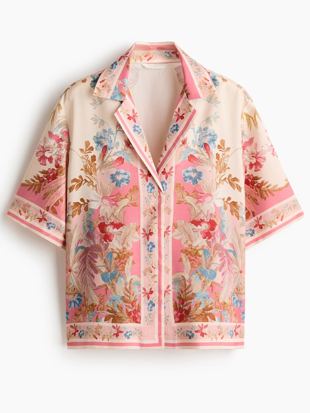 Pink Floral button down top XS